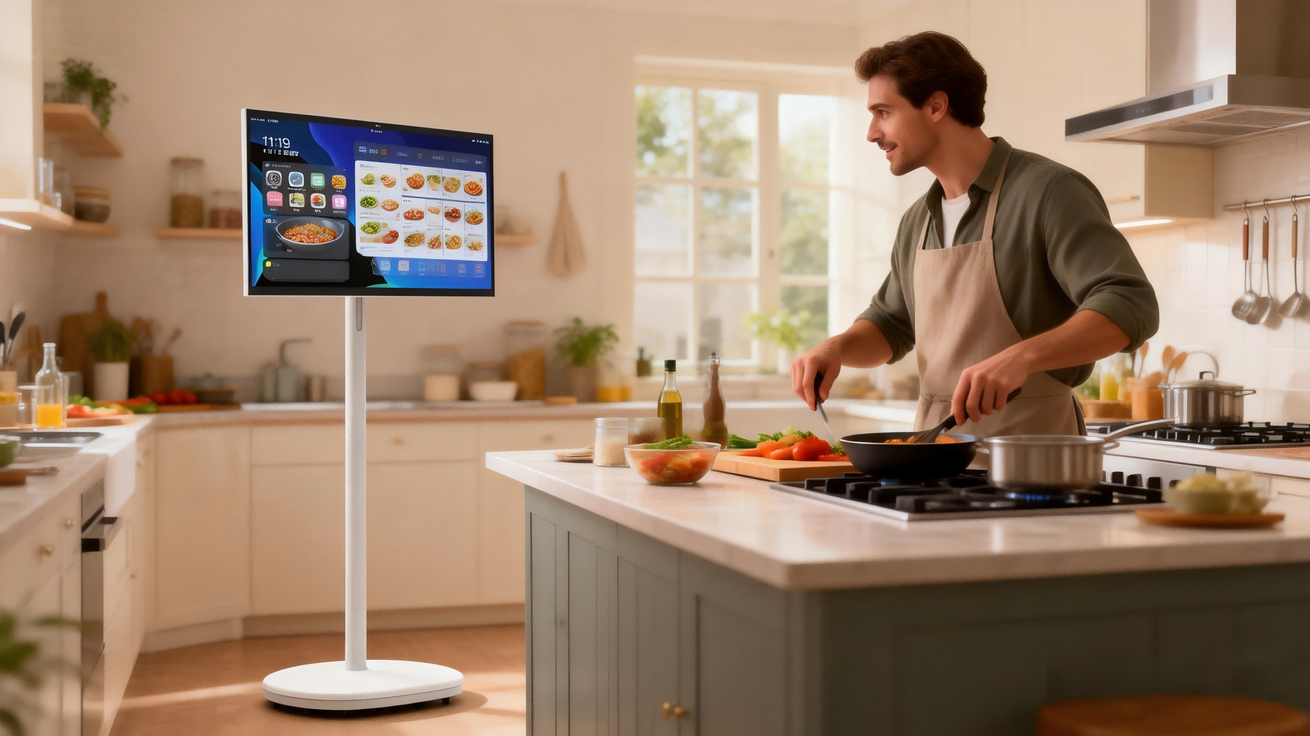 kitchen portable smart tv on stand